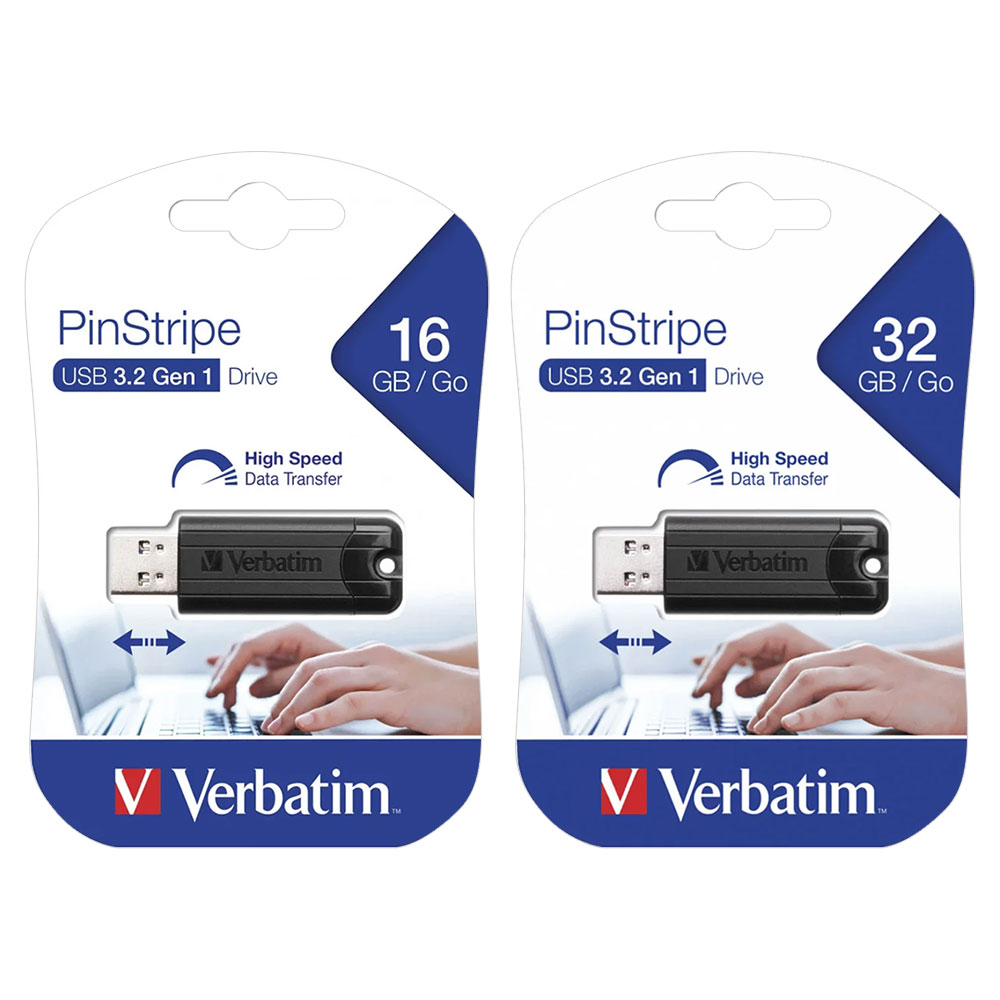 Verbatim PinStripe USB 3.2 Flash Drive Memory Stick 49316- 16GB - 32GB - From £10.99