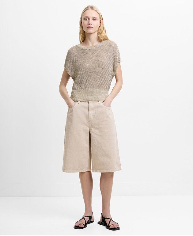 Dallas Mid Rise Taupe Denim Bermuda Shorts