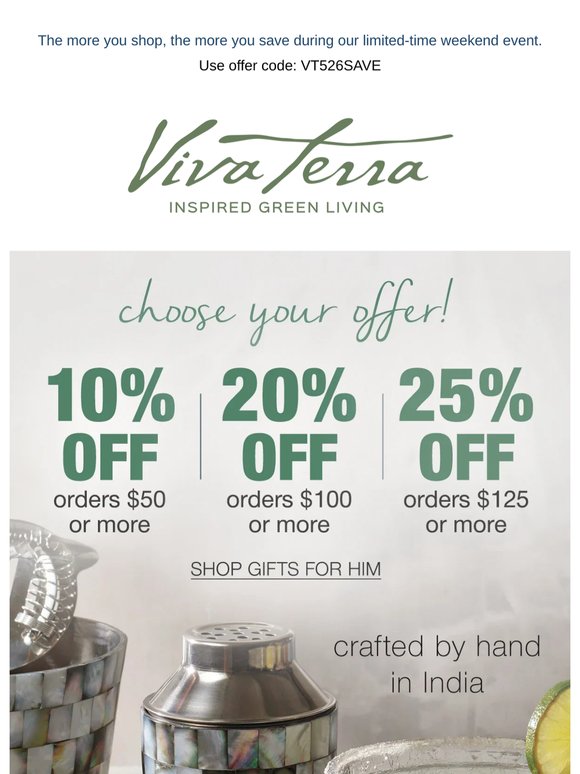 Save More This Weekend—Up to 25% Off