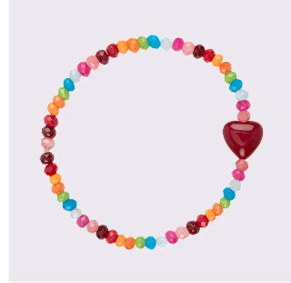 Rainbow Gemstone And Red Chalcedony Heart Bracelet