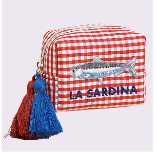 Red Gingham Fish La Sardina Accessory Pouch