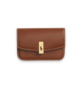 Tarjetero Polo ID plegable de piel marrón