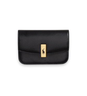 Tarjetero Polo ID plegable de piel negro