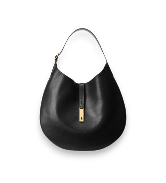 Bolso de hombro Polo ID grande de piel negro