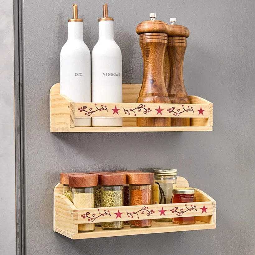 Image of Farmhouse Kitchen Magnetic Storage Shelf Set of 2