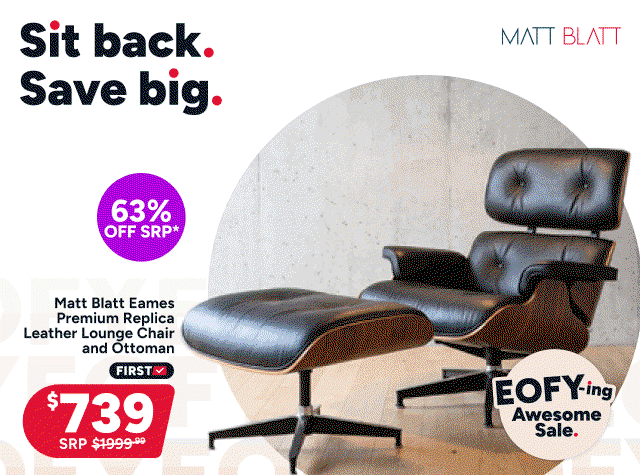 Matt Blatt Eames Premium Replica Leather Lounge Chair and Ottoman