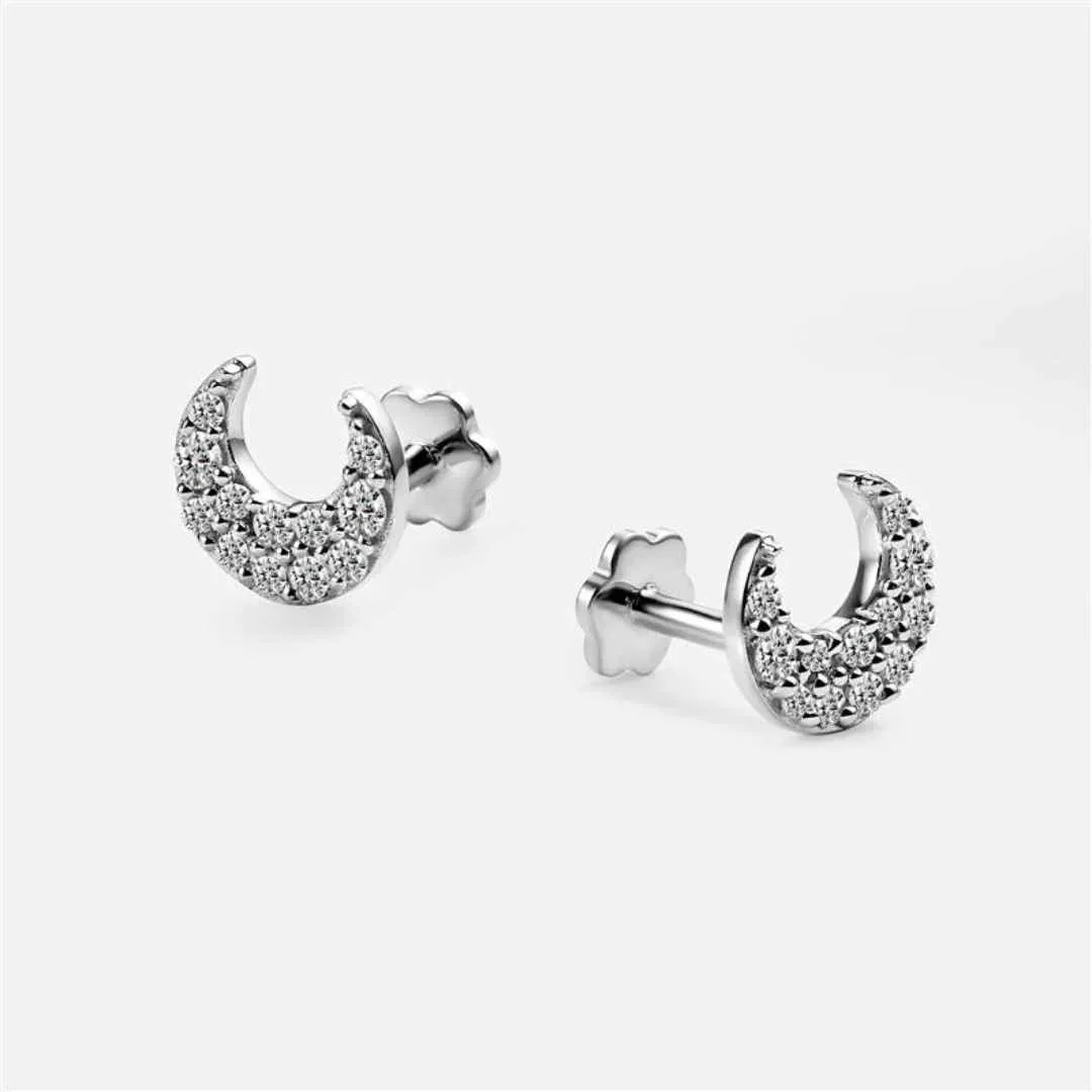 Image of  Crescent Spark Diamond Sleep Stud Earrings