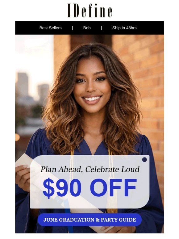 🎓 Cap Off to Grad Season! Get Up to $90 Off Human Hair Wigs 🎉