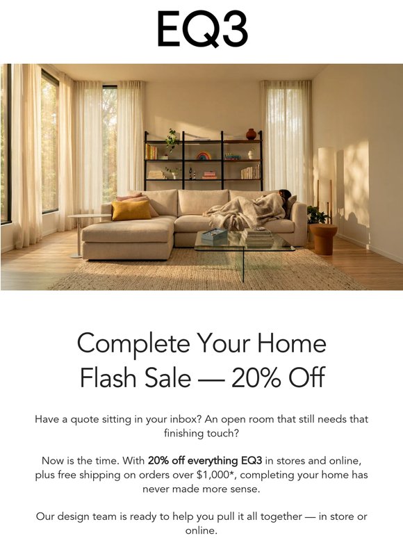 This Weekend Only— Complete Your Home & Save 20%