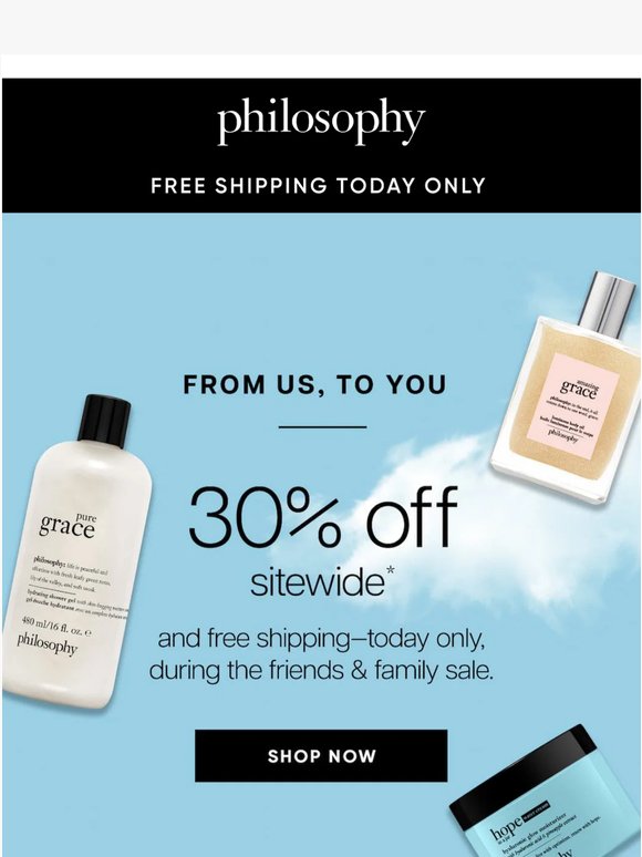 Friends & Family: 30% Off + Free Shipping