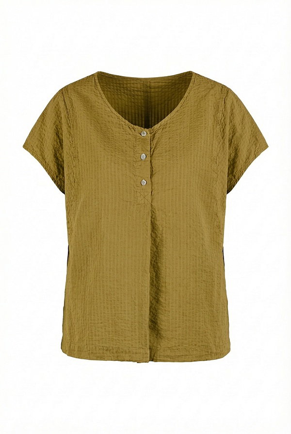 This top in a lightweight cotton-linen seersucker blend is perfect for hot days. It features a round neckline with a short button placket that ends in a pleat. The relaxed, boxy cut ensures a breezy fit and a beautiful drape. Short, set-in sleeves and a curved seam complete the feminine summer look.
