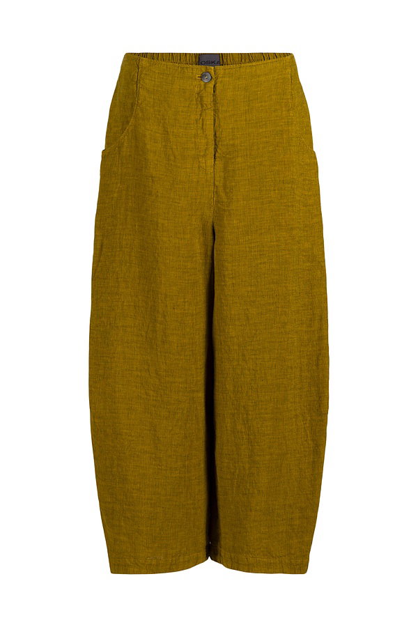 These breathable linen trousers with fine stripes have a dropped crotch and are exceptionally comfortable thanks to the elasticated waistband at the back. They feature a particularly wide, cropped barrel leg with a hem facing. Side pockets and a zip and button fastening at the front complete the look.