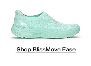 A side view of the BlissMove Knit Ease Slip-On in bay. Shop Now.