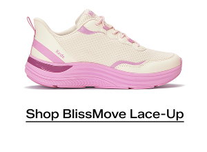 A side view of the BlissMove Mesh/Leather Lace-Up in egret/lilac/dark violet. Shop Now.