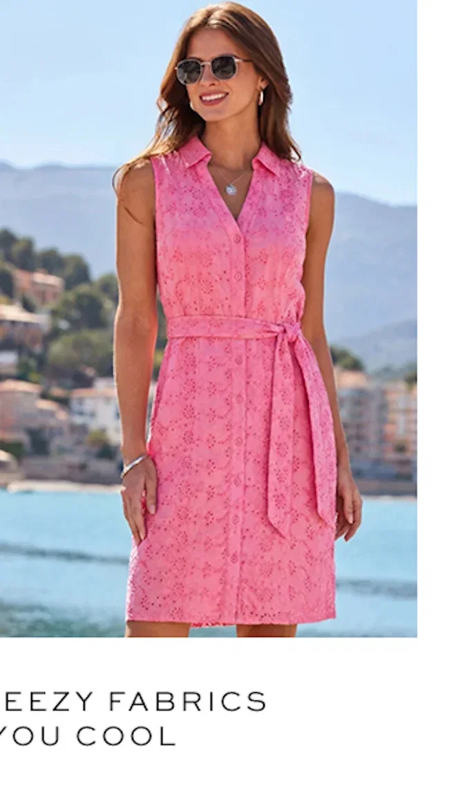 Pink Broderie Anglaise Shirt Dress