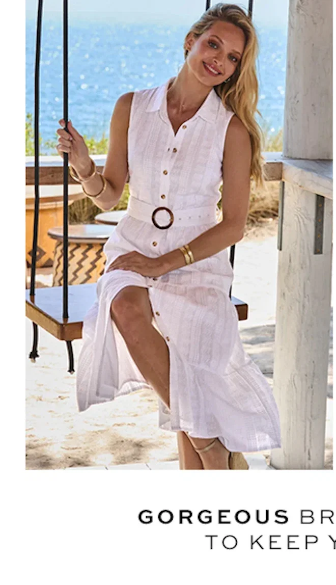 White Textured Sleeveless Shirt Dress