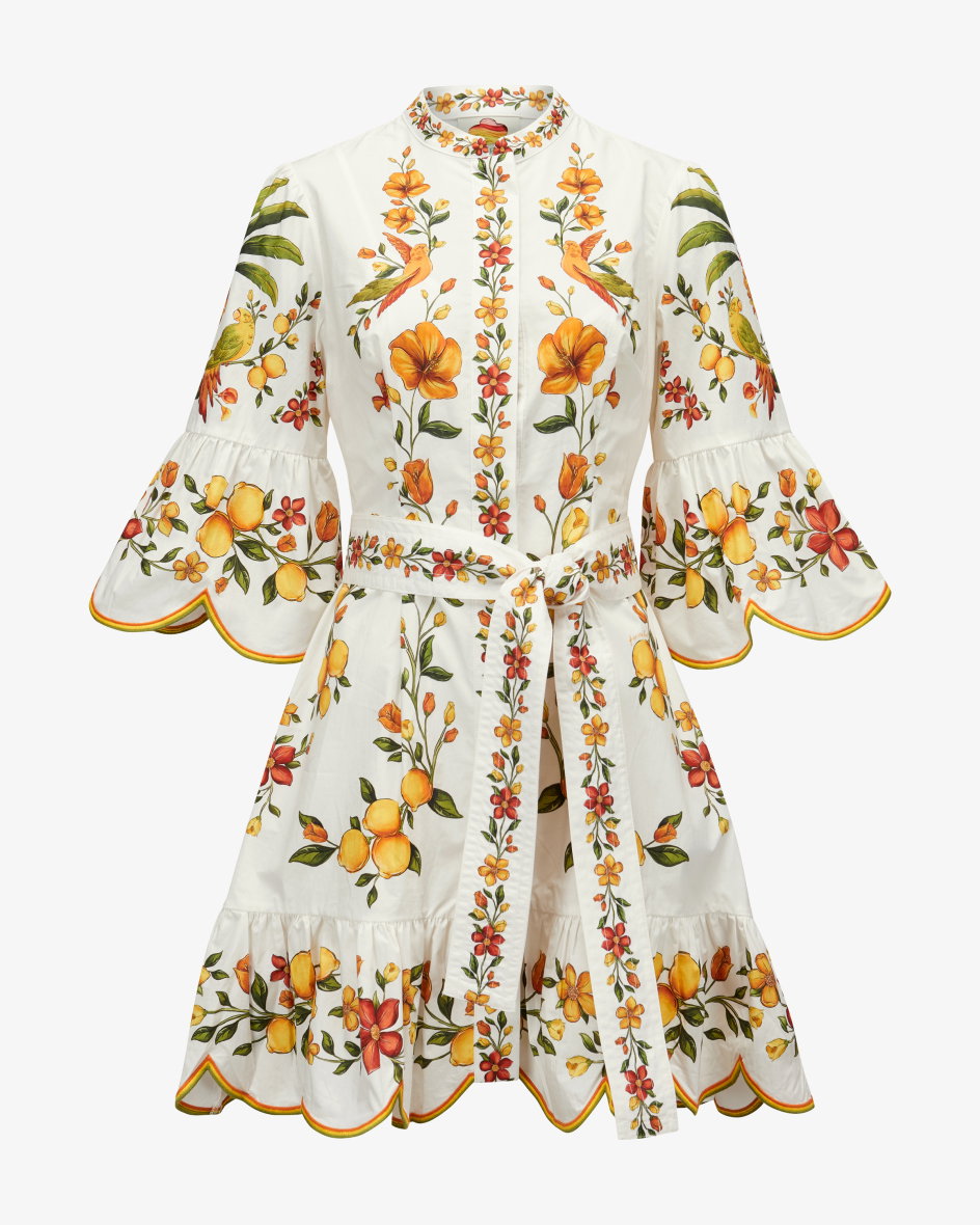 Minikleid Lemon Bouquet aus Baumwolle