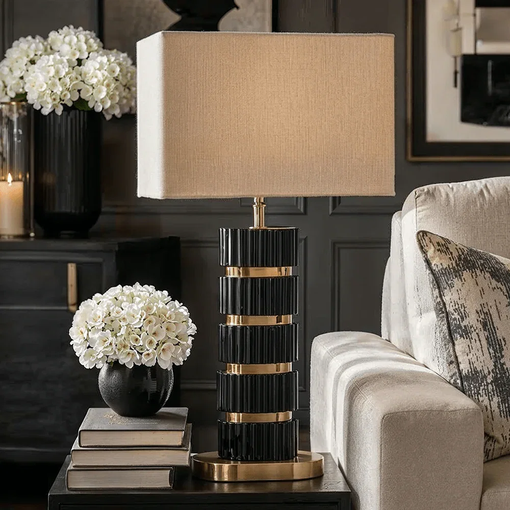 Maxi Black Marble & Gold Table Lamp
