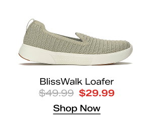 A side view of the BlissWalk Stripe Knit Loafer in sage. The style was $49.99 and is now on sale for $29.99. 