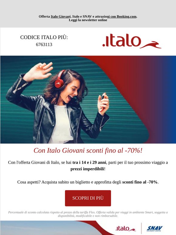 Il tuo viaggio inizia con Italo: fino al -70% con l'offerta Giovani!