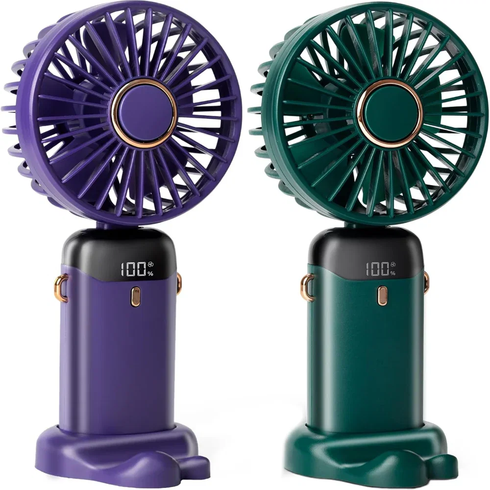 2-Pack Portable Handheld Fans - Rechargeable Foldable Mini Personal Fans with Stand