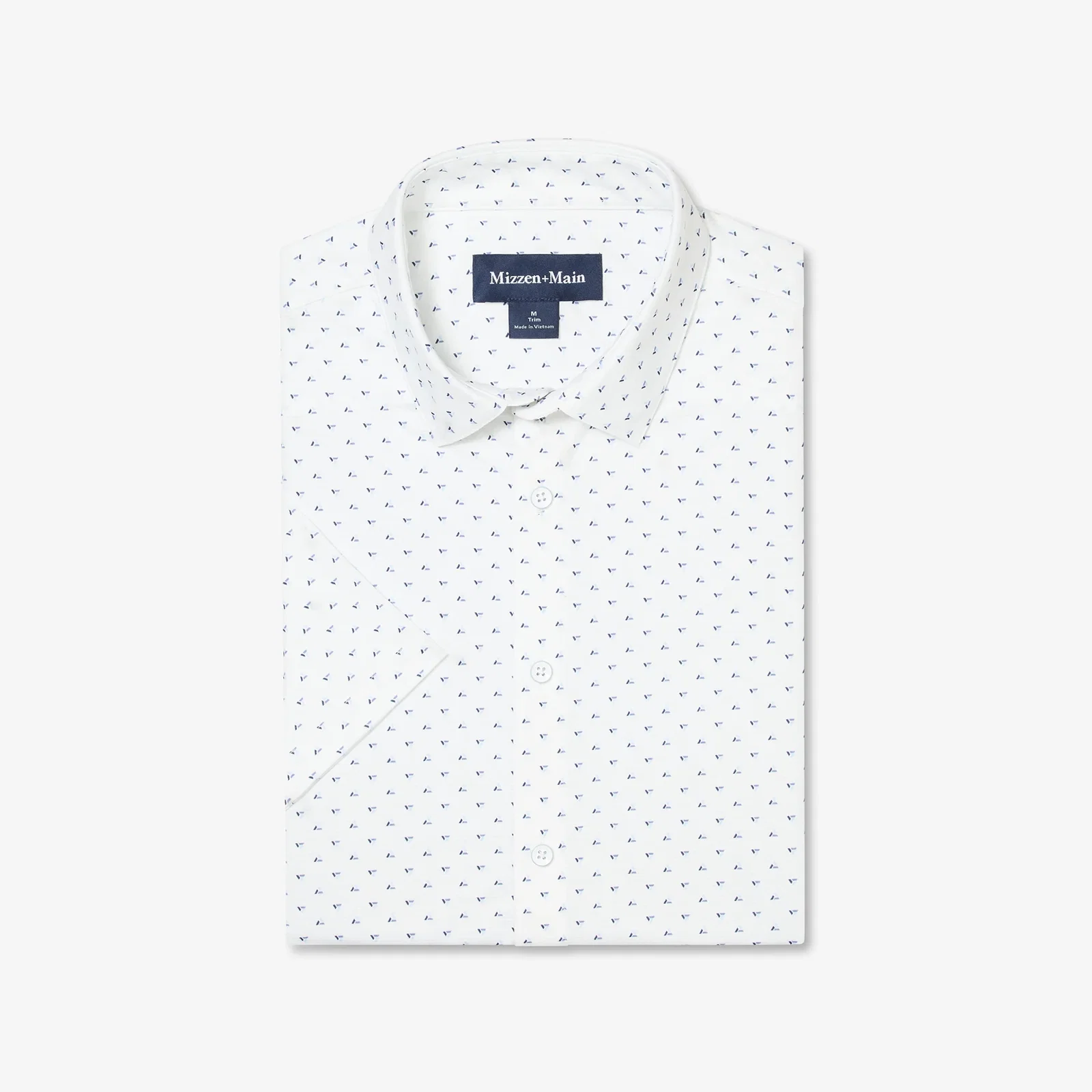 Image of White Tossed Triangle Halyard Short Sleeve Dress Shirt