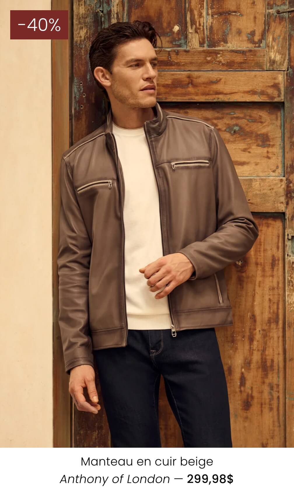 Manteau en cuir beige