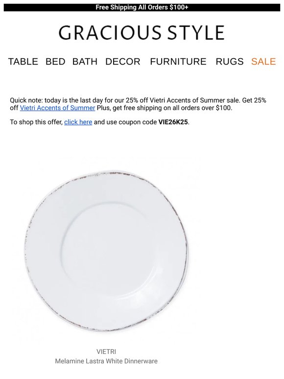 The 25% off Vietri Accents of Summer Sale ends today | Gracious Style