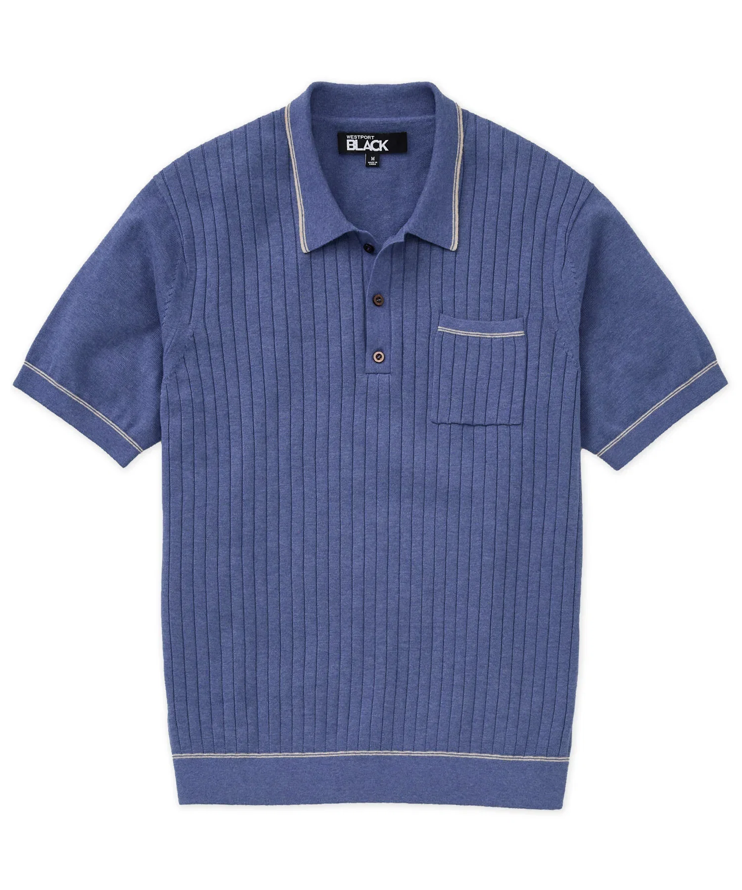 Westport Black Short Sleeve Amici Ribbed Knit Polo
