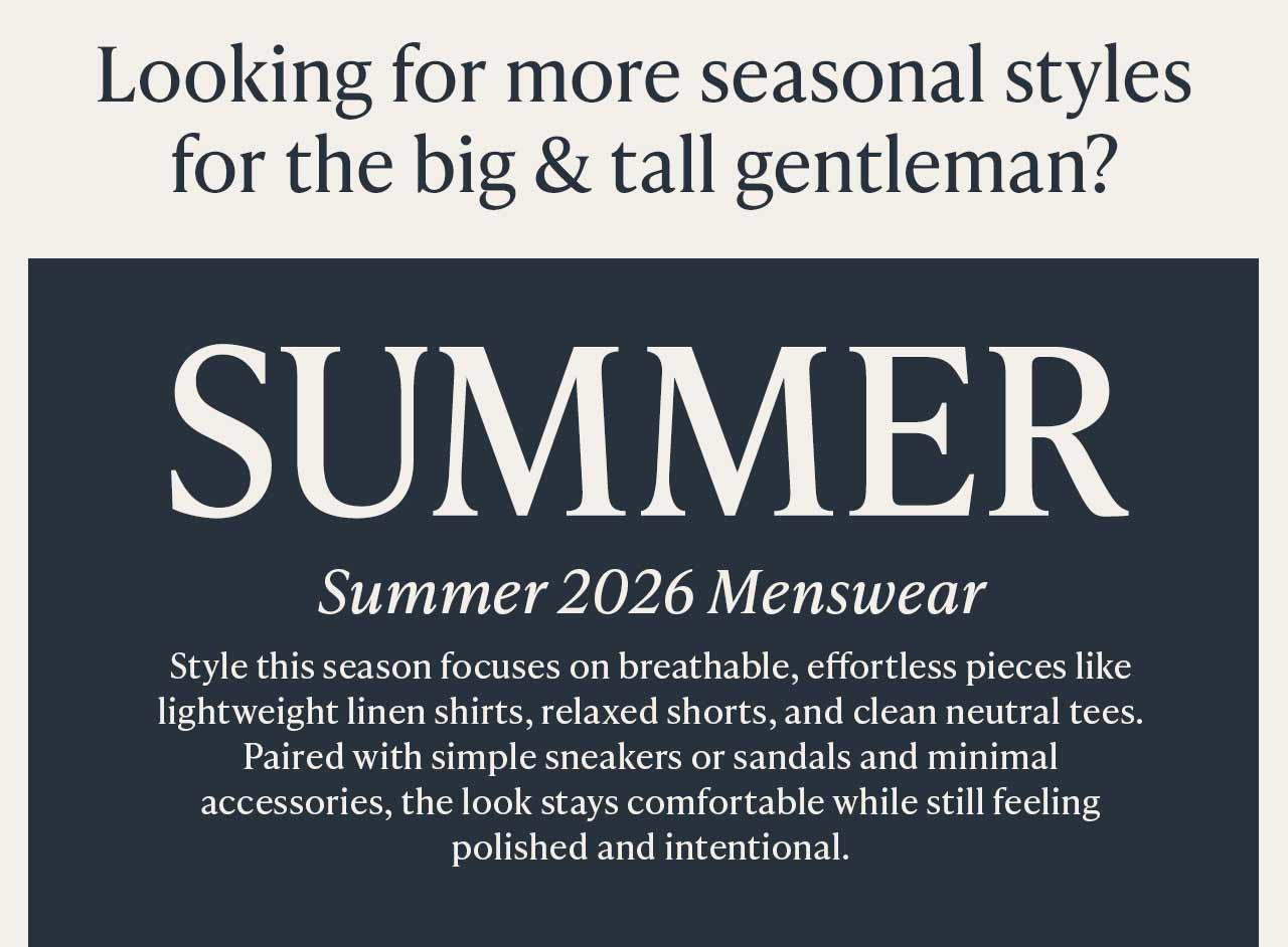 New Arrivals at Westport Big & Tall
