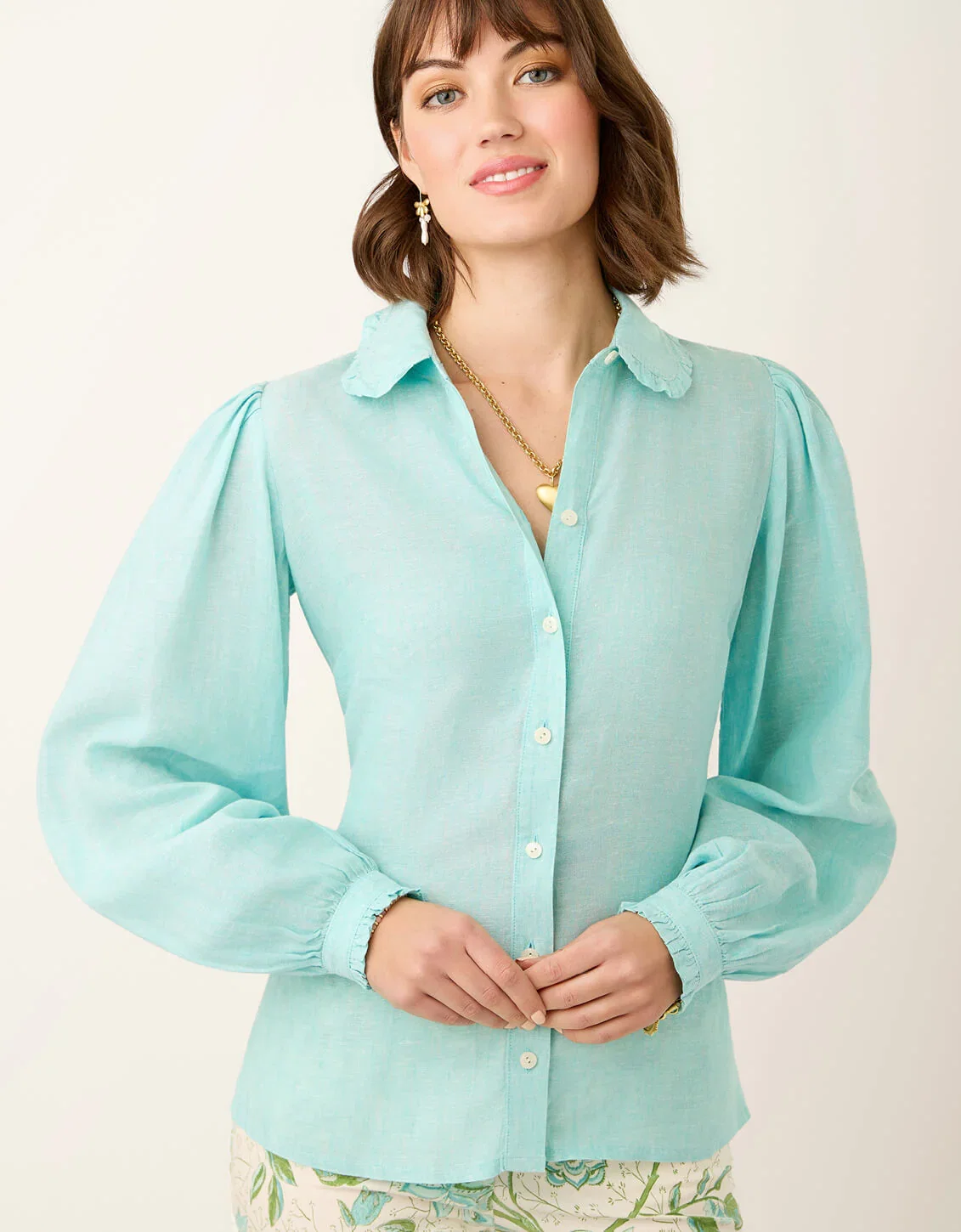 Image of Rebekah Blouse Aqua Haze