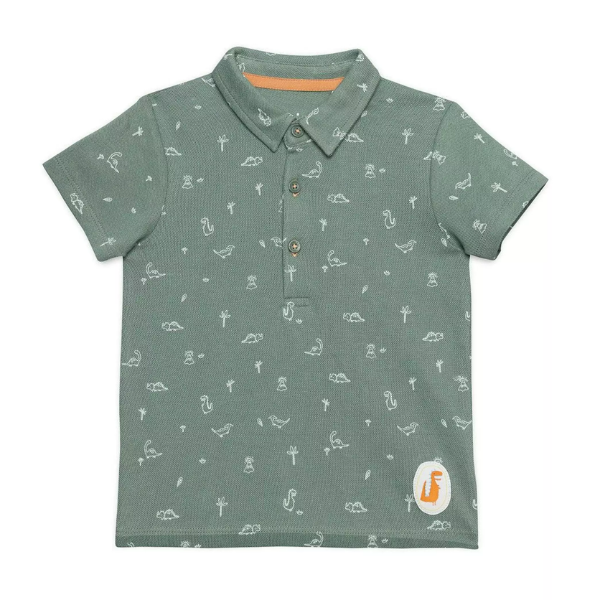 Mini Cuddles Baby Boys All-Over Dinosaur Printed Polo T-Shirt