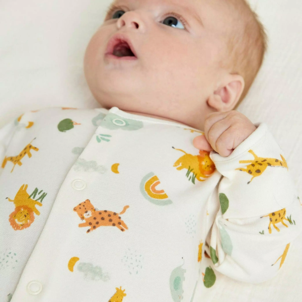 Mini Cuddles Baby Unisex 2pk Animal Printed Sleepsuits, Multicolour