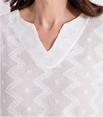 Broderie Notch Neck Tunic