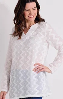 Broderie Notch Neck Tunic