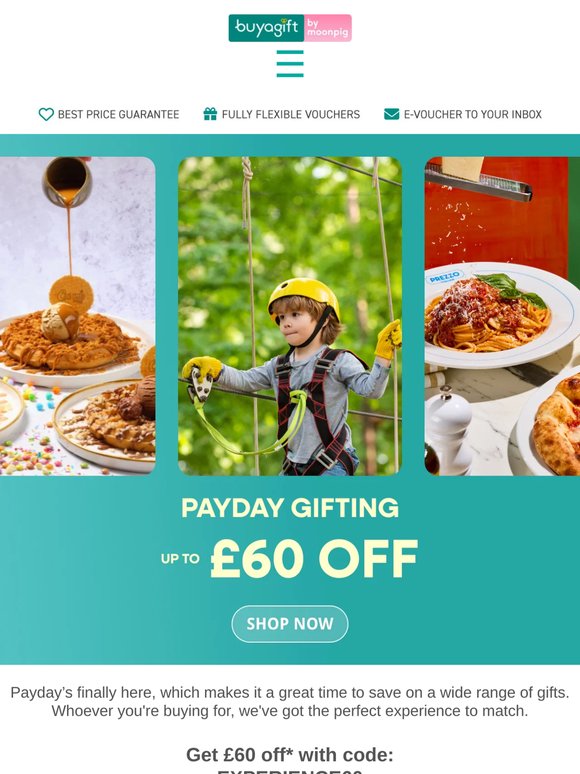 Payday plans? Save £60 on great gifts