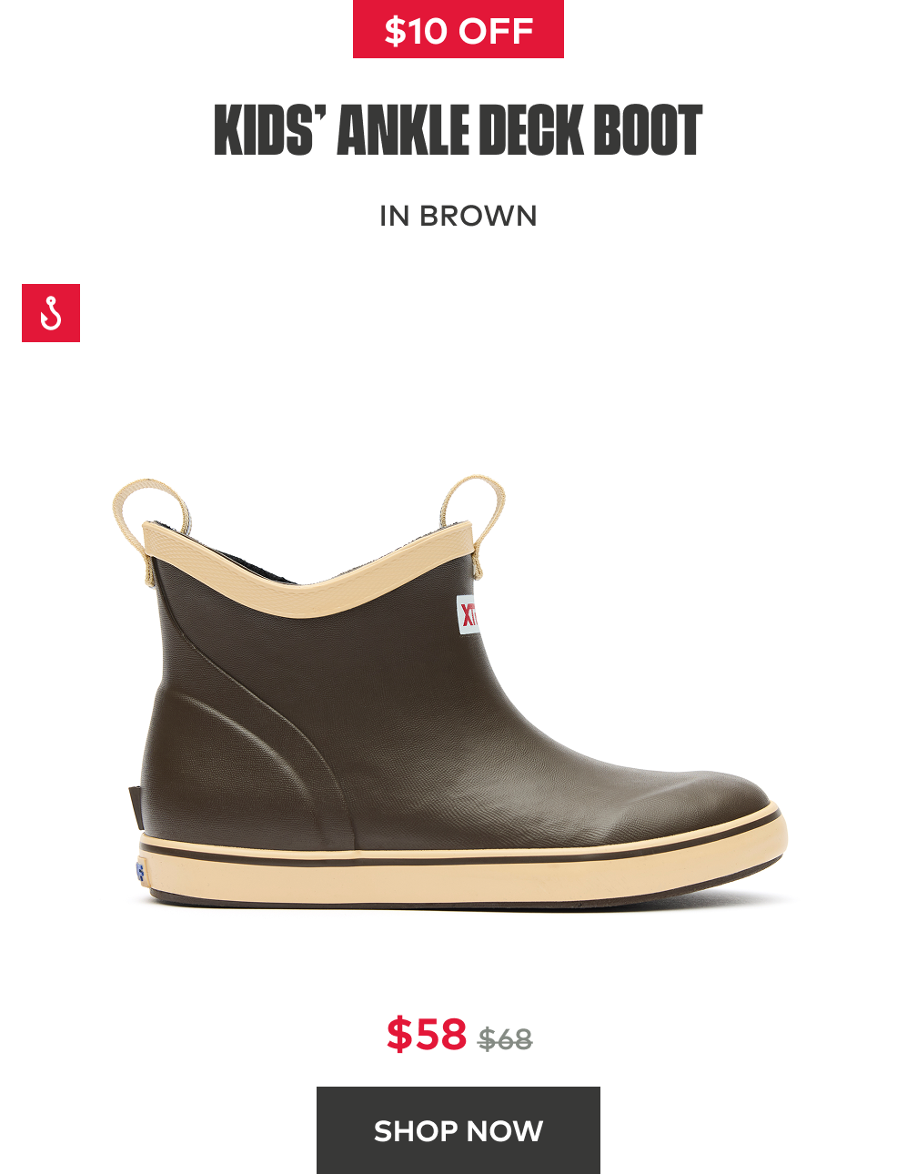 $10 Off Kids' Ankle Deck Boot in Brown | Shop Now