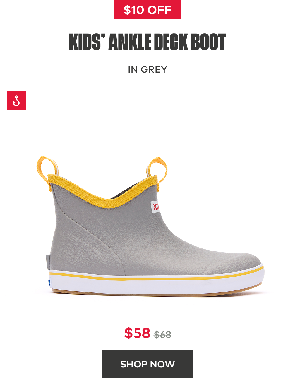 $10 Off Kids' Ankle Deck Boot in Grey | Shop Now