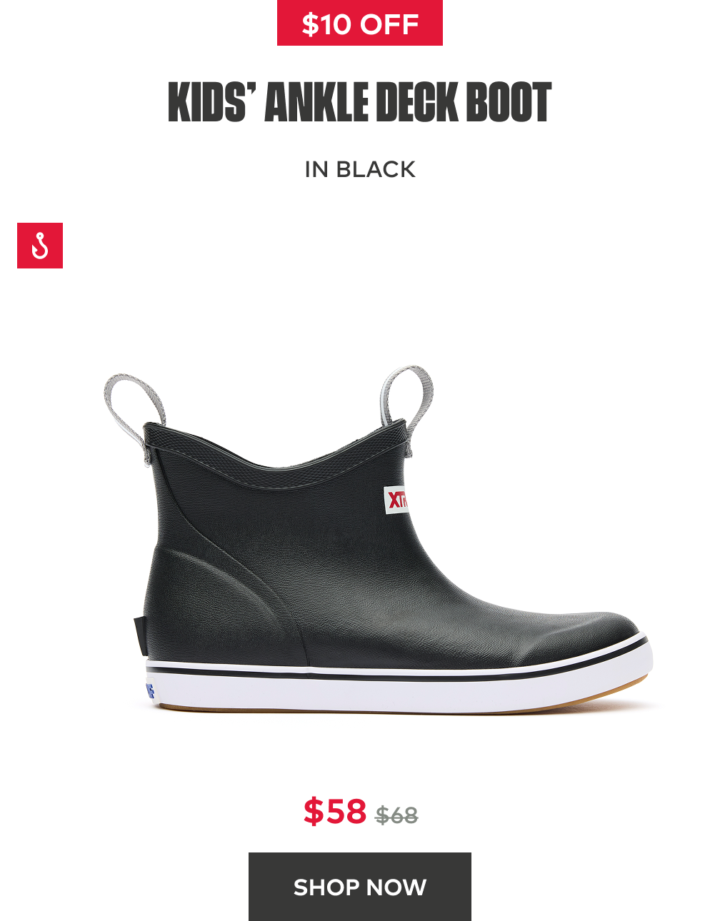 $10 Off Kids' Ankle Deck Boot in Black | Shop Now
