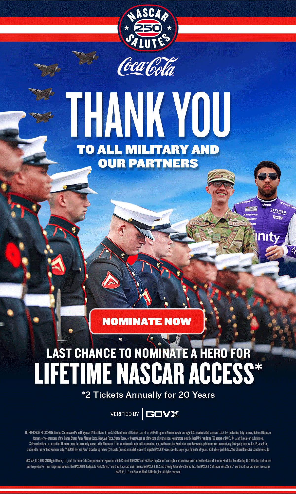 NASCAR Salutes 250 |  Honor a Hero with Lifetime NASCAR Access | Nominate Now