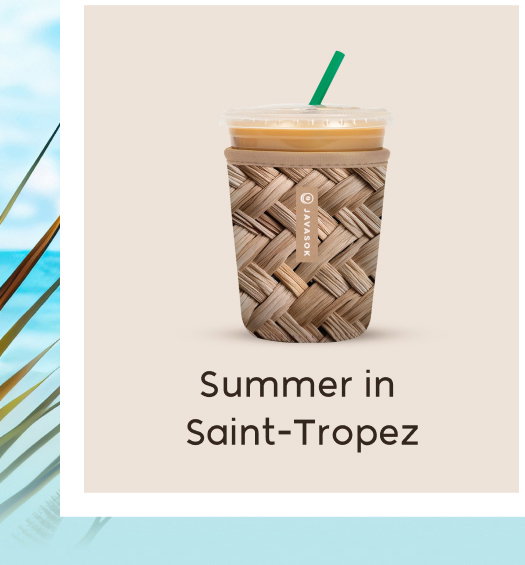 Summer in Saint-Tropez: Neutral woven-pattern cup.