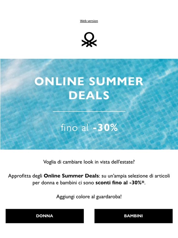 Online Summer Deals fino al -30% per donna e kids