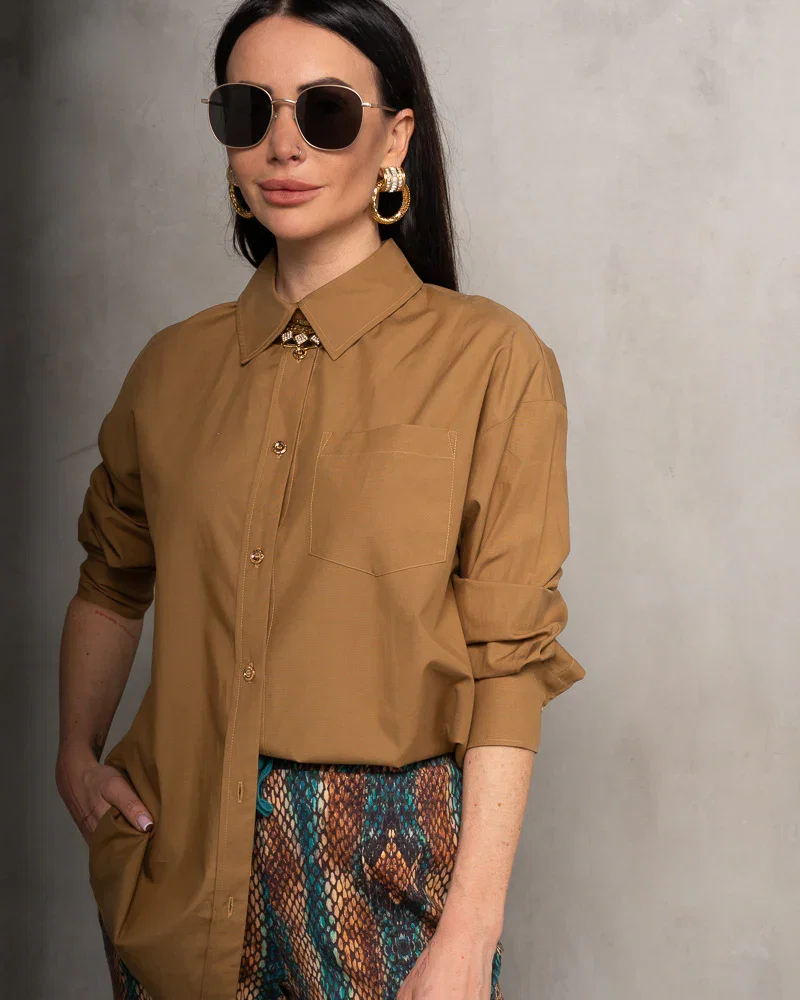 Image of McCartney Oversized Shirt - Saddle