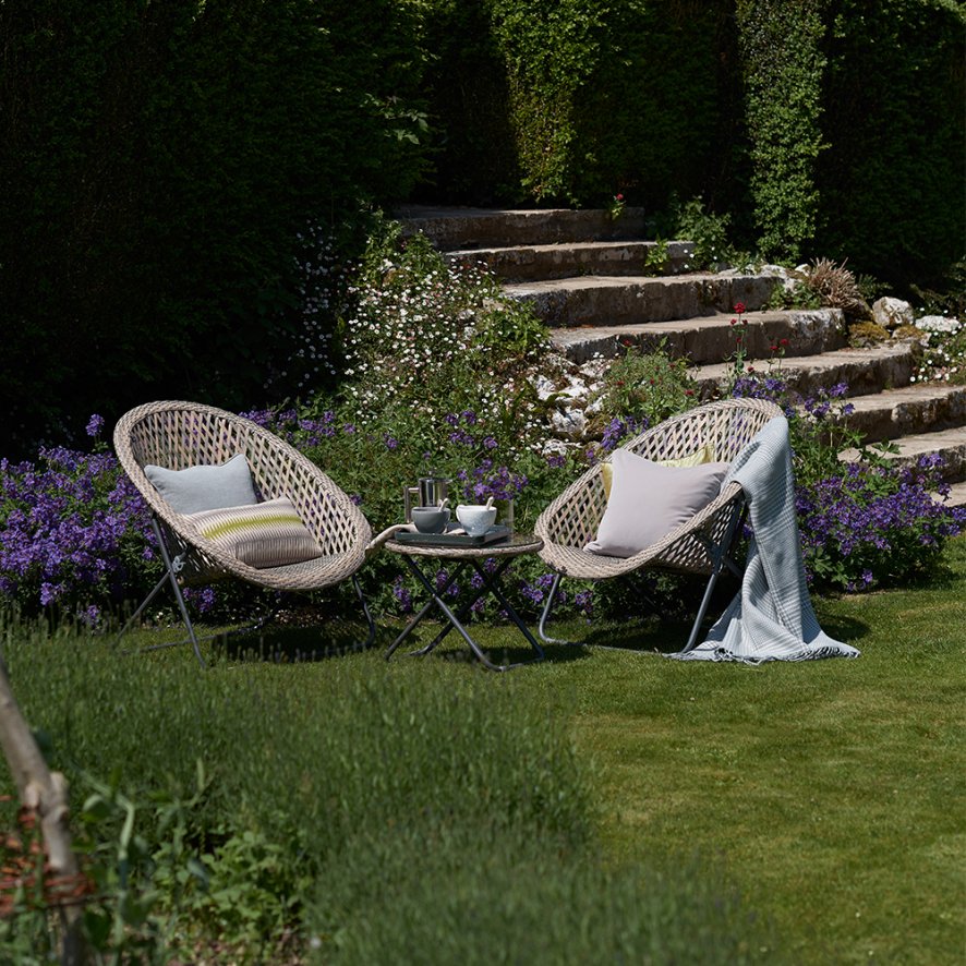 Image of Faux Rattan Folding Lounge Set - Natural