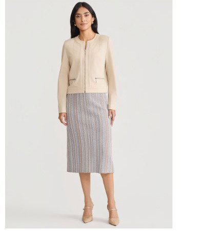 Multi-Color Straight Knit Midi Skirt