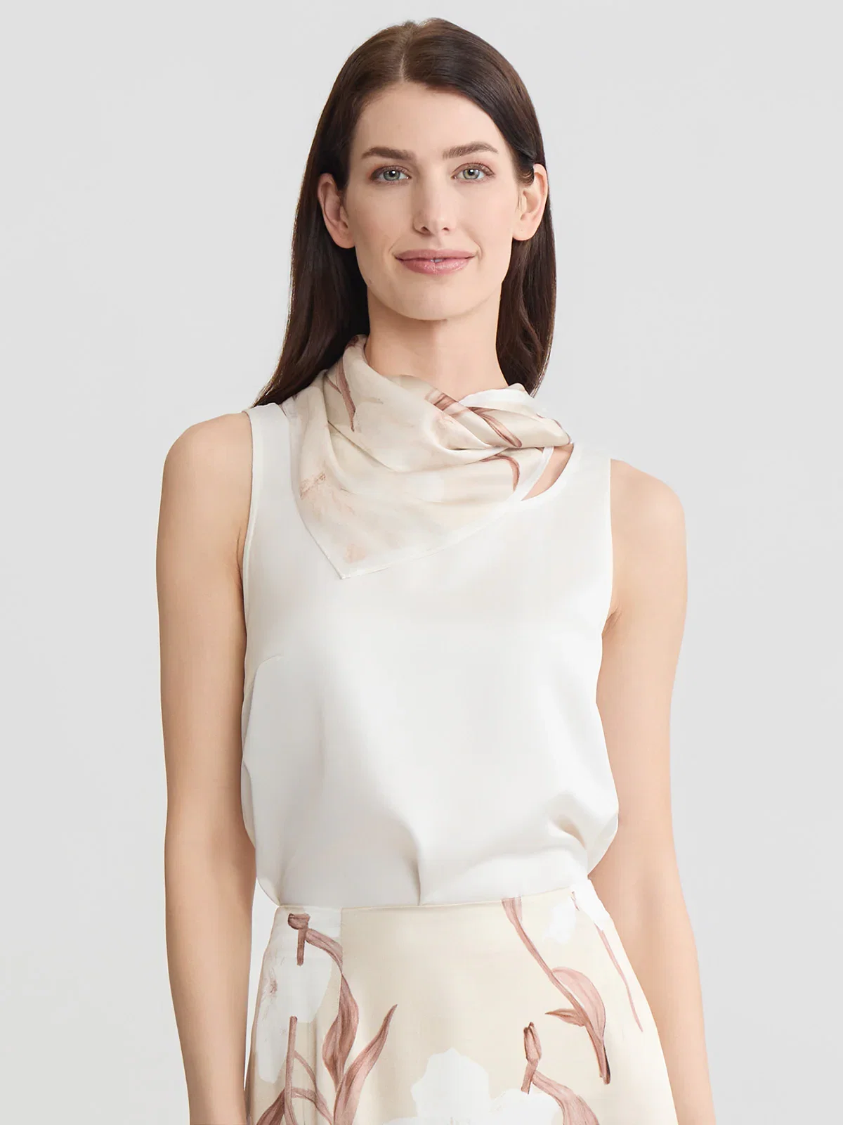 25" x 25" Floral Print Silk Scarf