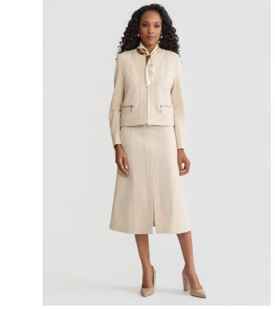 A-Line LuxeStretch Ponte Midi Skirt, Biscotti - True Fit