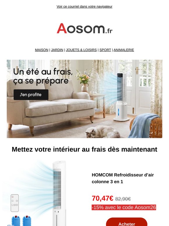 🌬️ Vague de chaleur : Restez au frais 15% offerts !
