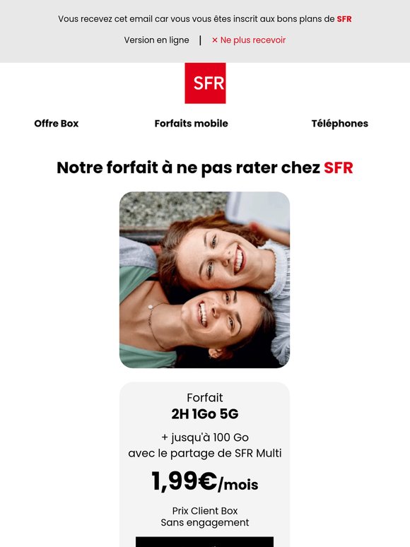 1,99€/mois pour votre forfait 5G