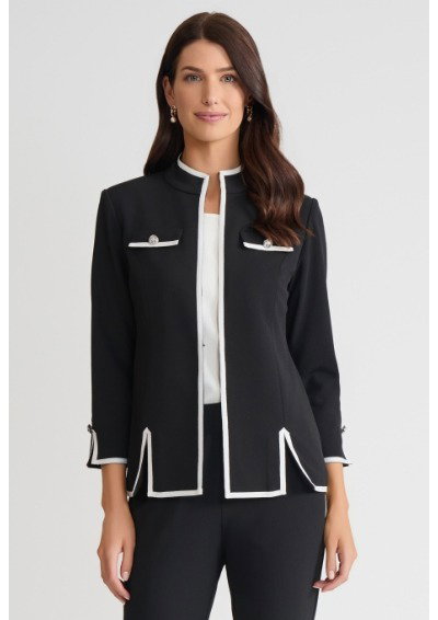 Stretch Deco Crepe Contrast Trim Jacket